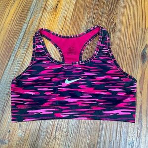Nike dry fit  pink purple and black camouflage sports bra size Small